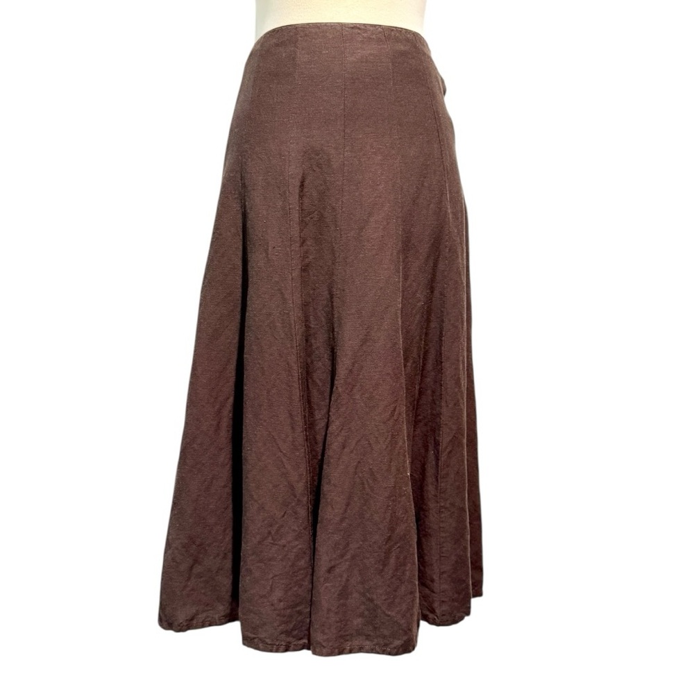 Brown Linen Midi Skirt